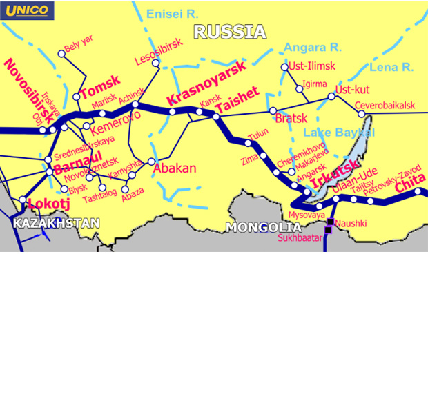 東シベリア鉄道地図